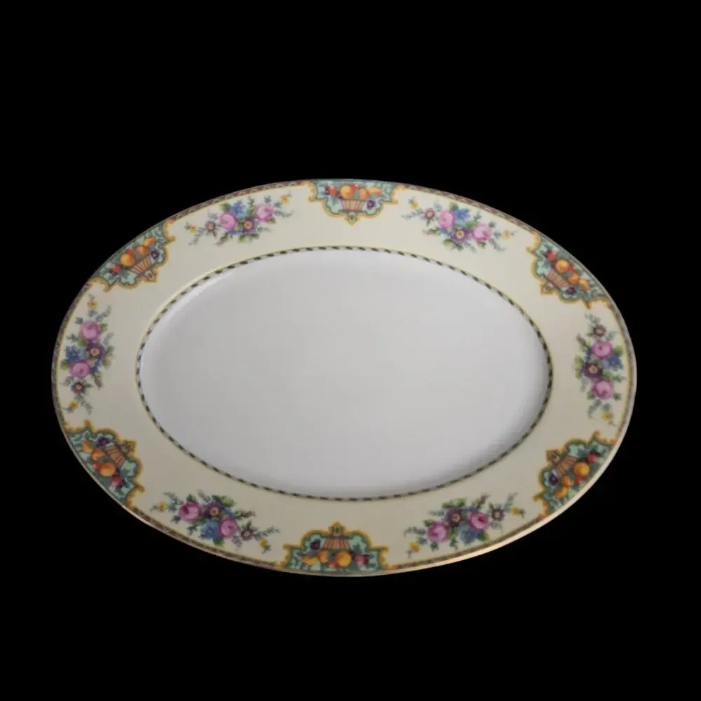 KPM Germany Beverly Oval Serving Platter Floral Fruit Border Vintage Porcelain